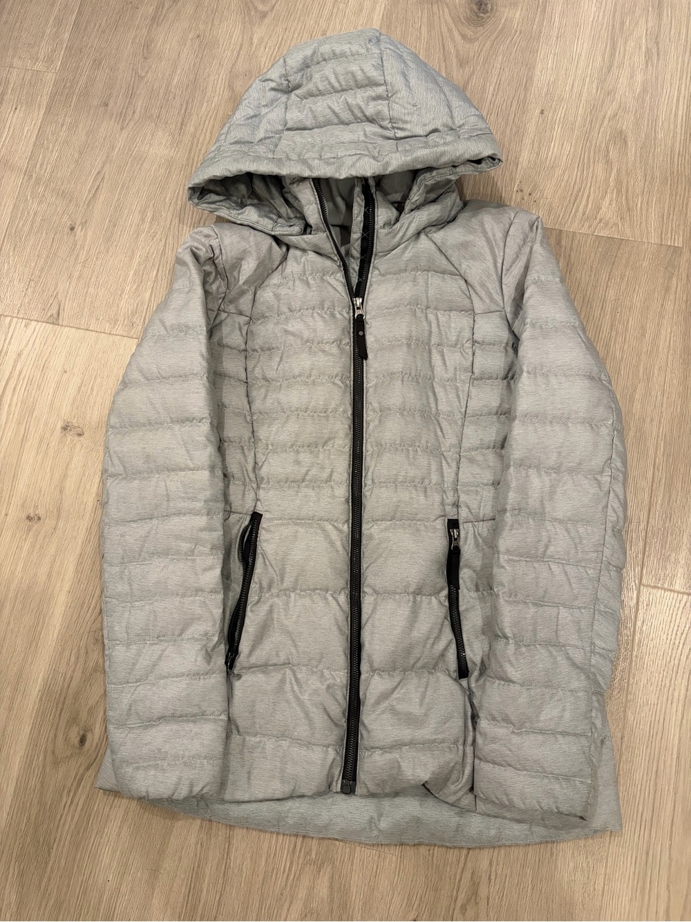 lululemon athletica Light Gray Quilted Hooded Puffer Jacket